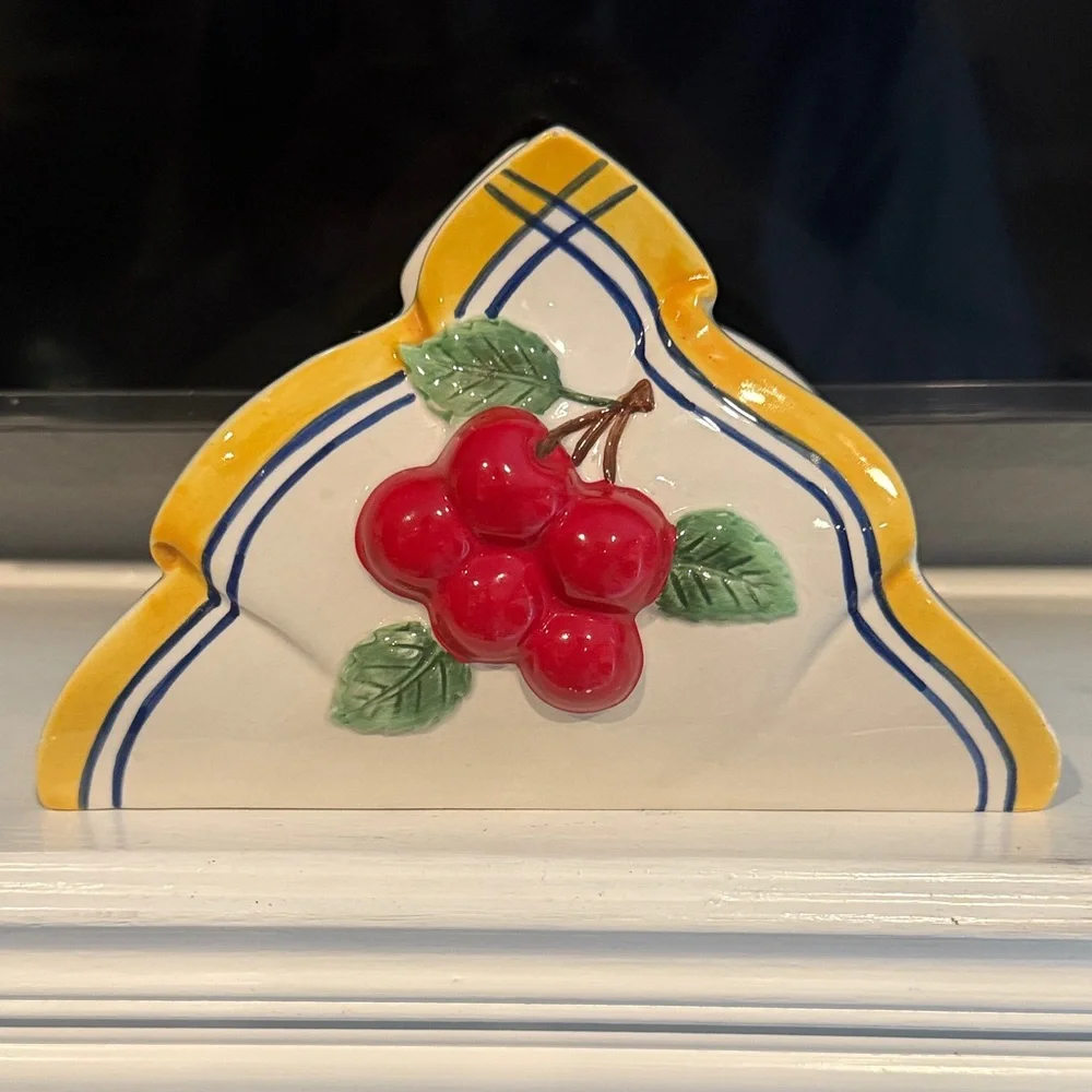 Department 56 Ceramic Holder with Red Cherries